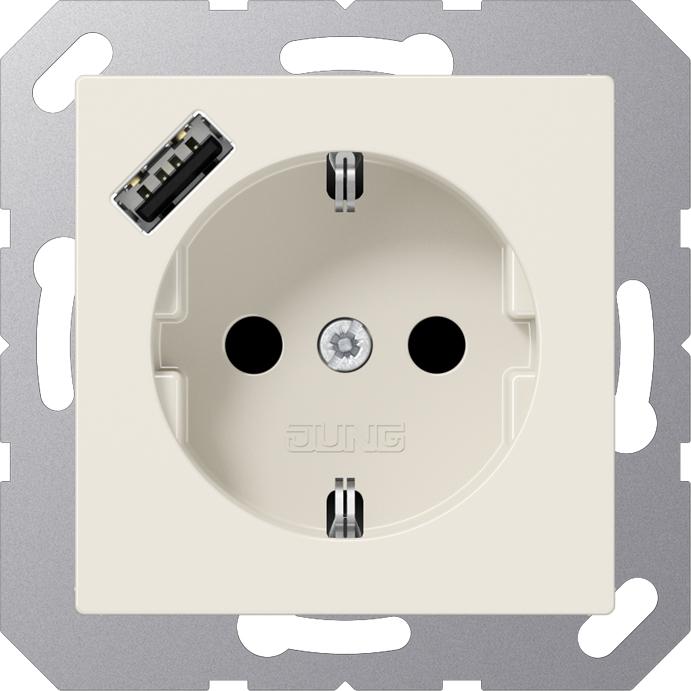 JUNG, Steckdose, A1520-18A m.USB Typ A Steckdose SCHUKO