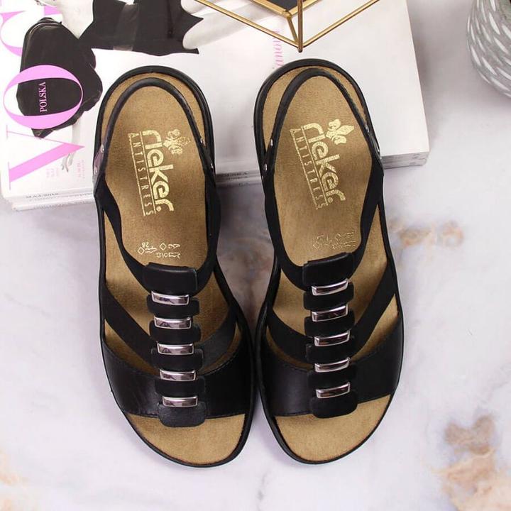 Actual product image Granna Black leather Roman sandals Rieker W 64580 (40)