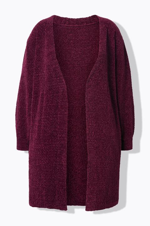 Produktbild Ulla Popken Chenille-Strickjacke, V-Ausschnitt, offene Form, Langarm (60)