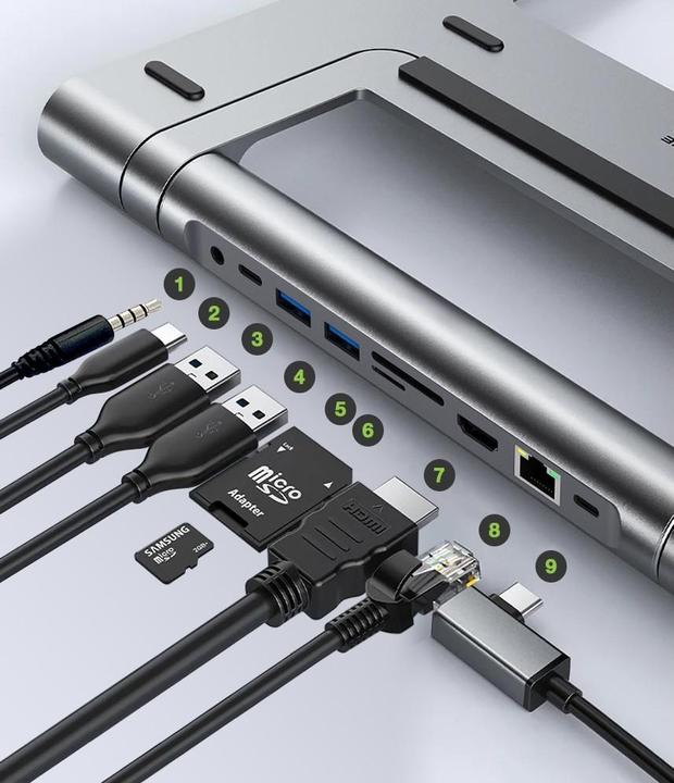 Actual product image EFB Elektronik EFB Techly Foldable Laptop/Tablet 9 in 1 (USB-C, 1 portion)