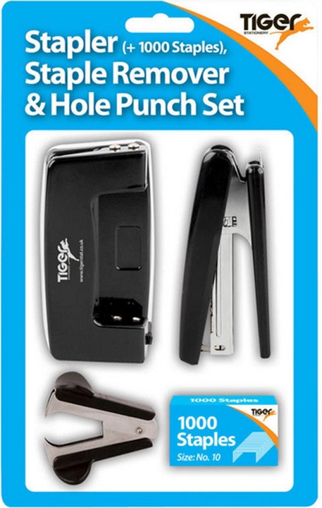 Immagine prodotto Tiger Stationery Set cucitrice e punzone in metallo Tiger No.10 (1000 lamelle)