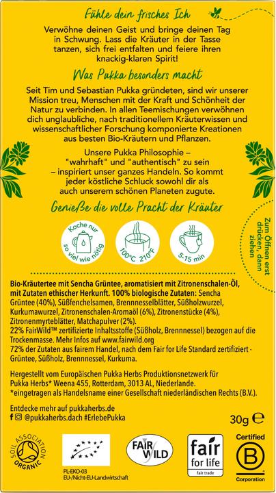 Nährwerte und Zutaten Pukka Clean Matcha (74 g)