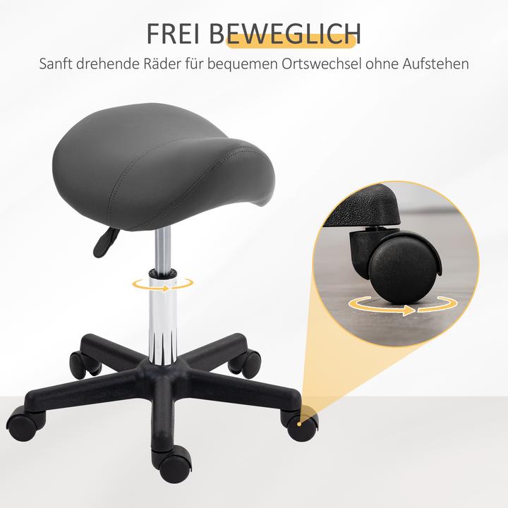 Produktbild Homcom Rollhocker Kunstleder, Stahl Grau