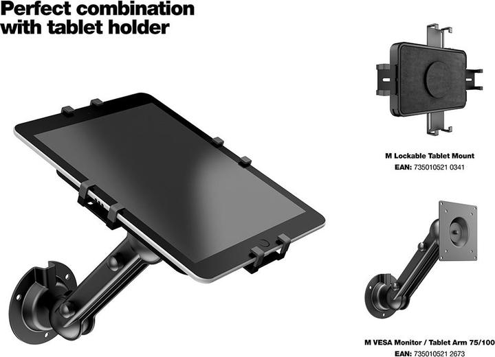 Produktbild Multibrackets Monitor/Tabletthalter bis 32", Metall, schwarz (Wand, 32", 6 kg)