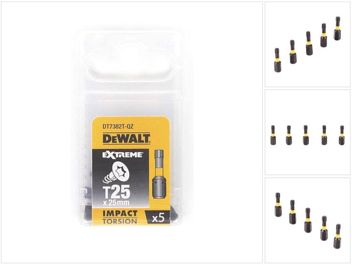 Actual product image DeWalt DT 7382 T Torsion Extreme Impact Bit screwdriver impact T25 25 mm 5 pieces (25mm)