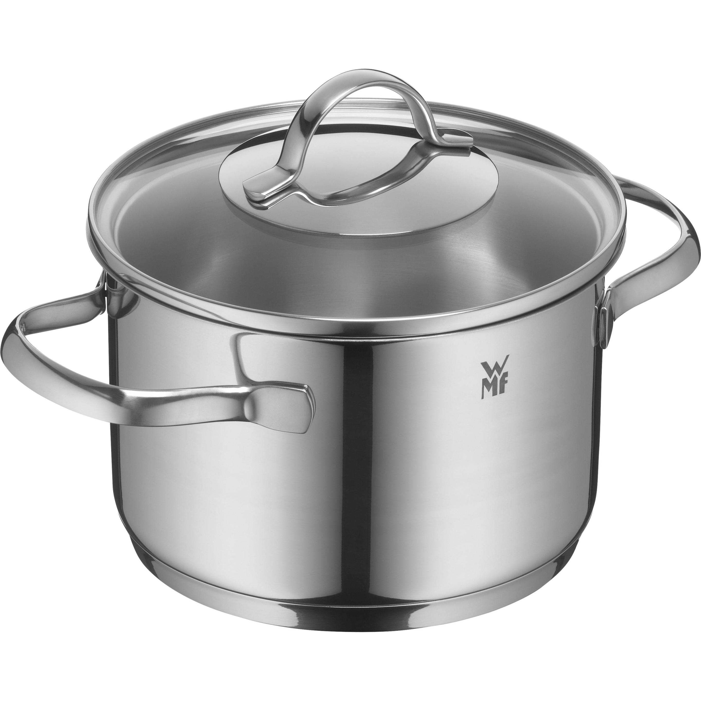 WMF Kochtopf Fleischtopf Induktion 16cm Glasdeckel Provence Plus Edelstahl 18/10, Pfanne + Kochtopf, Silber
