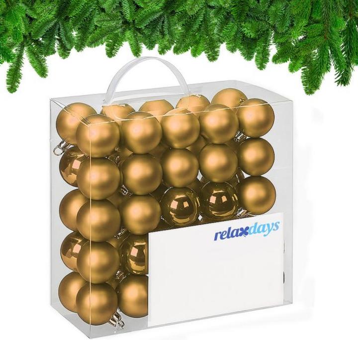 Actual product image Relaxdays - Weihnachtskugeln 50er Set, Gold/ Silber, 7 x 6 cm (50 -part)