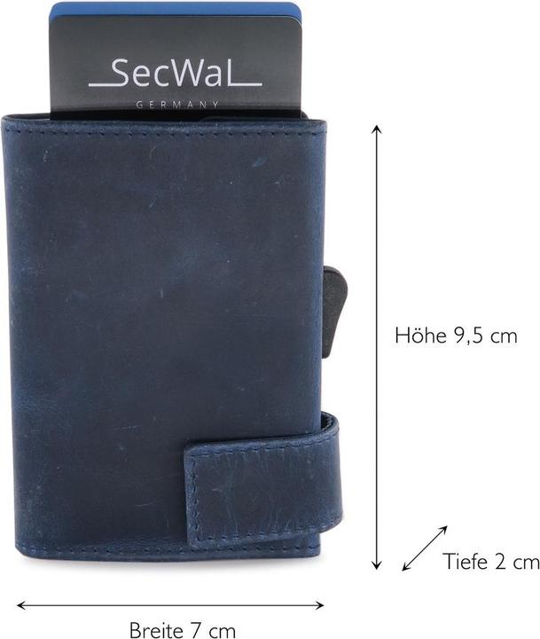 Actual product image SecWal 2 Kartenetui mit Münzfach, blau, 10 Karten, RFID