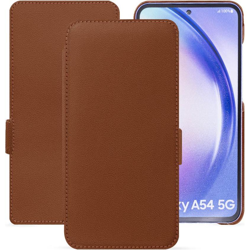 Noreve Lederschutzhülle horizontal (Samsung Galaxy A54 5G), Smartphone Hülle, Braun