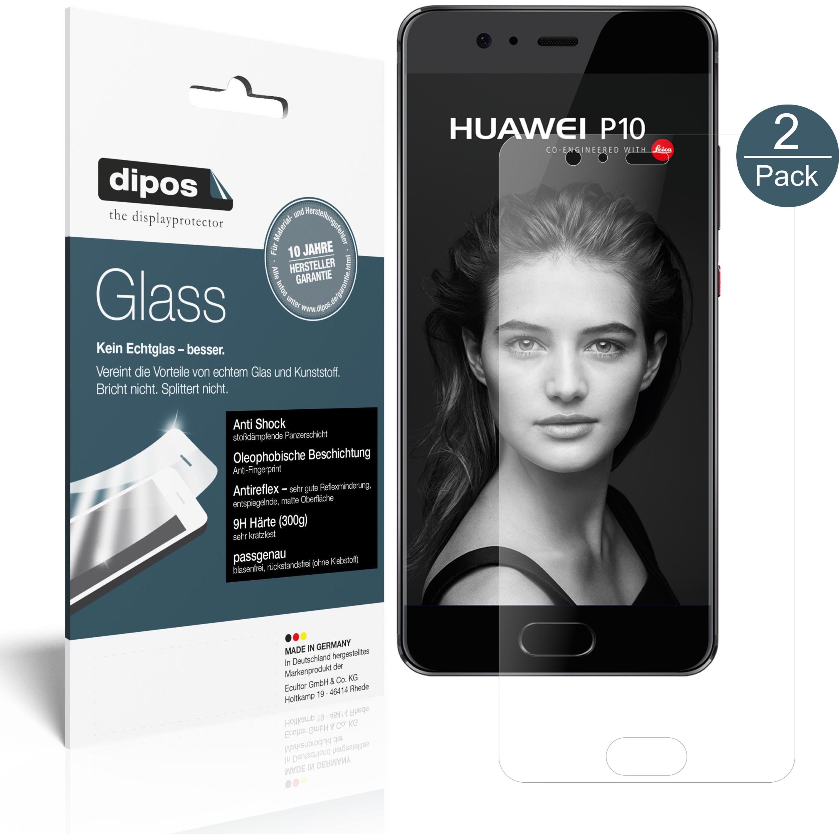 Dipos Displayschutz Anti-Shock (2 Stück, Huawei P10), Smartphone Schutzfolie, Transparent