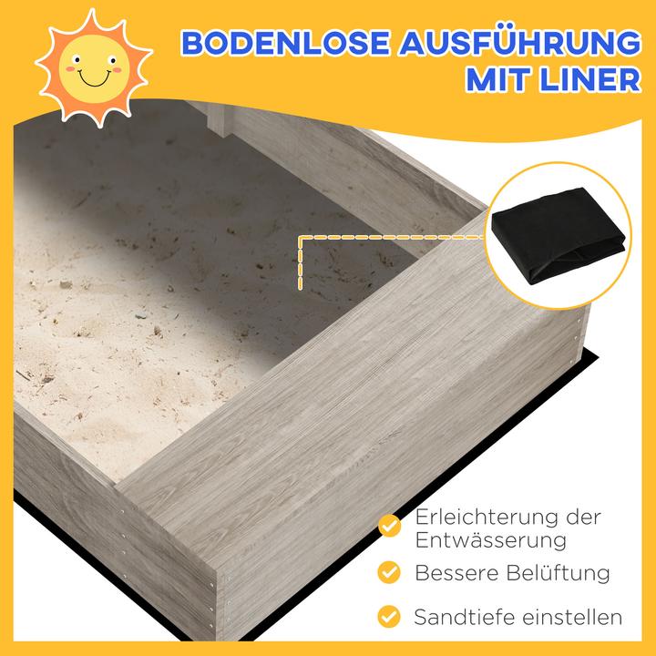 Image du produit Outsunny Sandkasten Tannenholz Grau