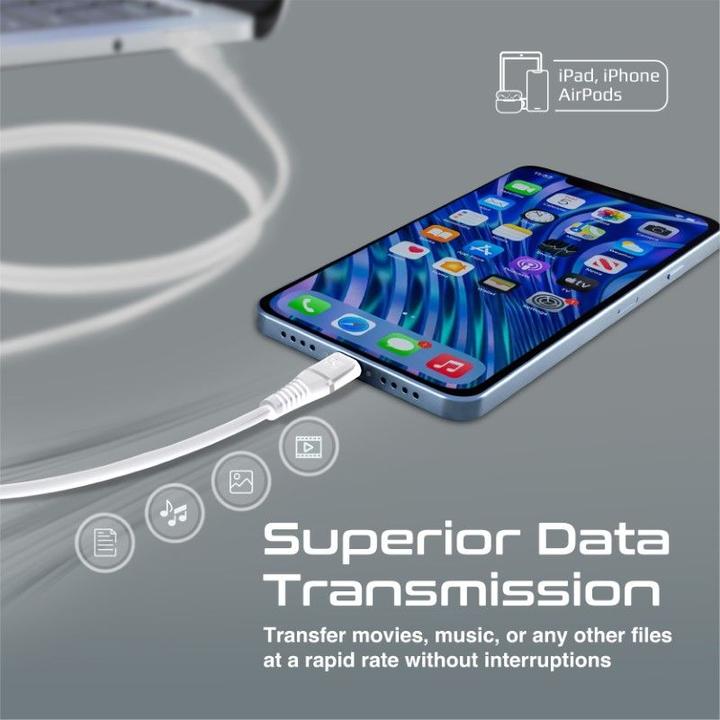 Produktbild ProMate PowerLine-Ai120 White Lightningkabel (1.20 m, USB 2.0, 60 W)