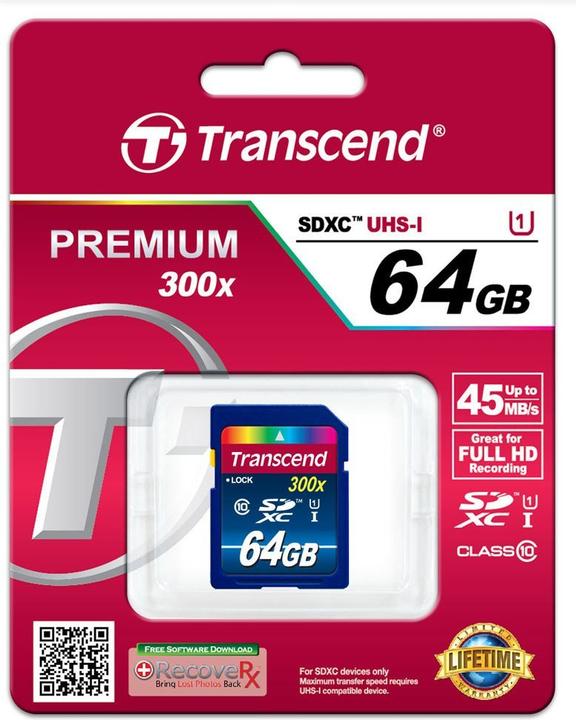 Produktbild Transcend SDXC Premium 400x (64 GB, SDXC, U1, UHS-I)