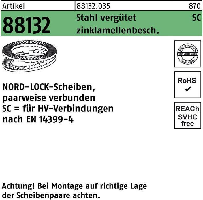 Produktbild Nord-Lock Unterlegscheibe R 88132 geklebt NL 12 SC Stahl vergütet zinklamellenbeschichtet