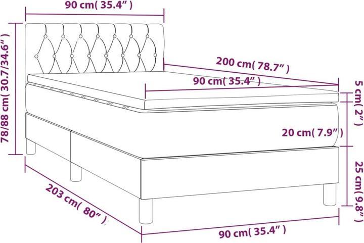 Actual product image vidaXL Boxspringbett (90 x 200 cm)