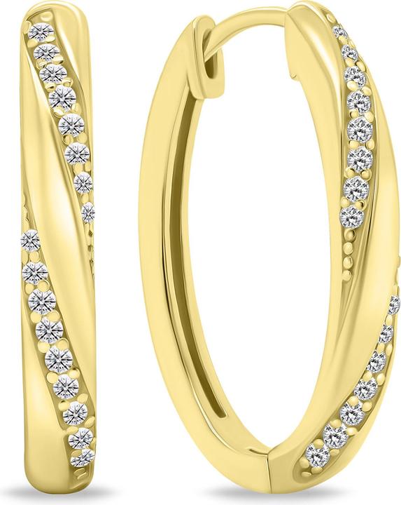 Image du produit Brilio Silver - Decent gold plated oval earrings with clear zircons EA661Y