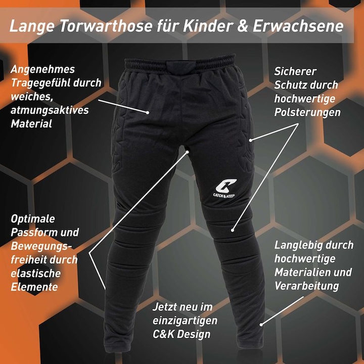 Produktbild Catch & Keep Torwarthose Flight Protection Gr. M Schwarz Fussball Goalie Torwart Trainingshose (M)