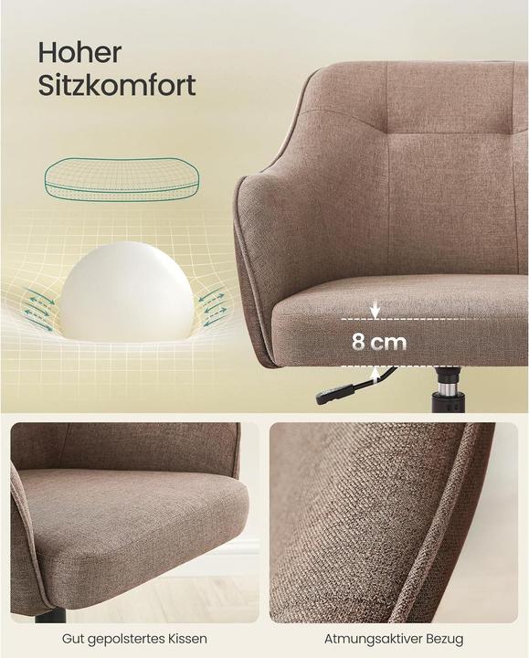Produktbild Songmics Bürostuhl mit Fusskreuz, Braun, Produkttyp: Bürostuhl