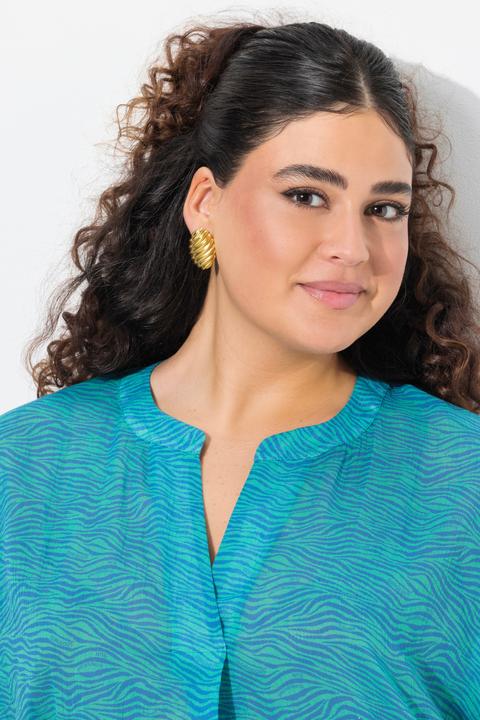 Produktbild Ulla Popken Bluse, Zebramuster, A-Linie, V-Ausschnitt, Halbarm (62)