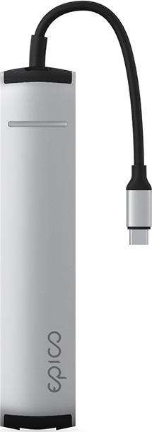 Actual product image Epico 6in1 Slim Hub 8K with USB-C connector - silver (6 Ports)