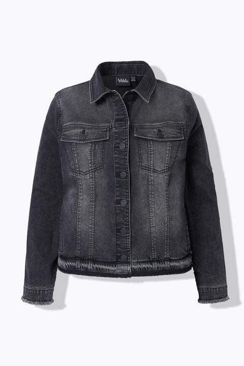 Actual product image Ulla Popken Raw Hem Denim Jacket (60)