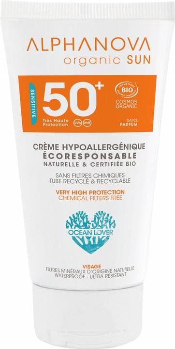 Actual product image Alphanova SUN cream organic hypoallergenic SPF50+ without perfume cream (Sun cream face, SPF 50+, 50 ml, 500 g)