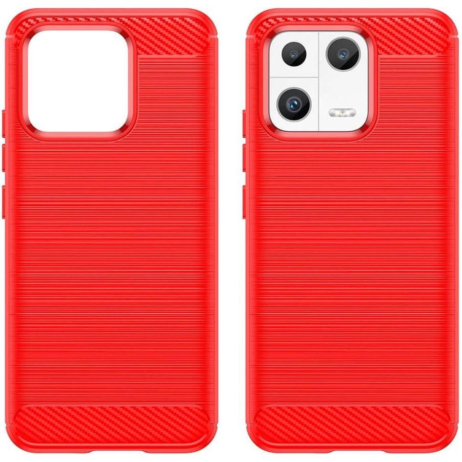 Thumbnail - Cover-Discount Xiaomi 13 - Metall Carbon Look Hülle rot (Xiaomi 13), Smartphone Hülle, Rot