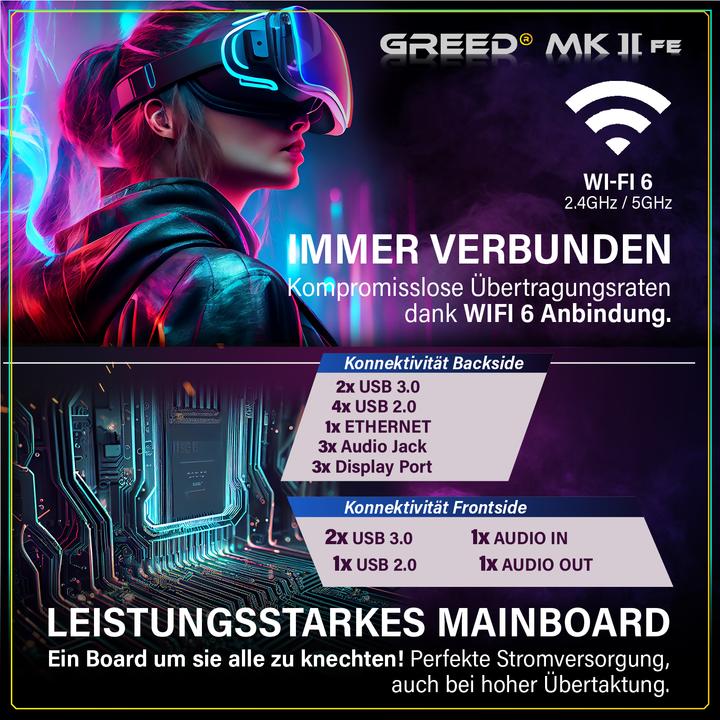 Produktbild Greed MK2 INTEL FE - Gaming PC - RTX 5050 (512 GB, 16 GB, Intel Core i5-12400, GeForce RTX 5050)