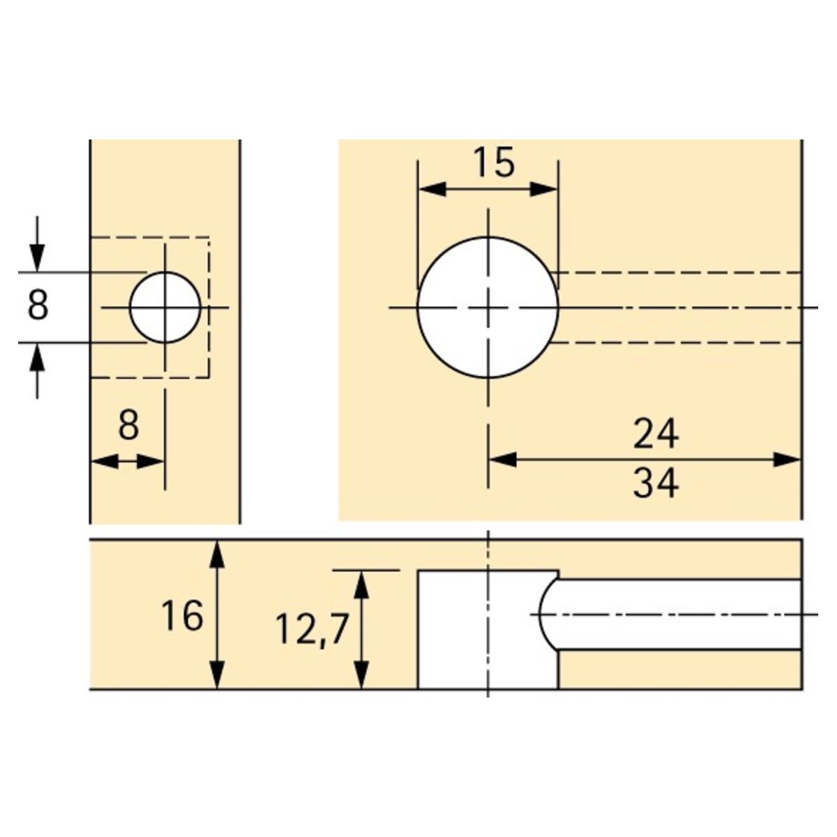 Thumbnail - Hettich, Baubeschläge + Holzverbinder, Exzenter-Verbindungsbeschlag Rastex 15, für 16 mm Fachböden (Verbindungsbeschlag,...