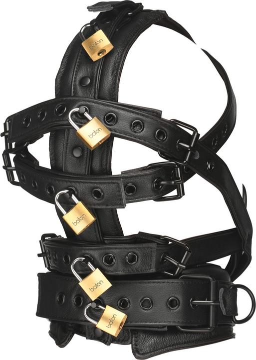 Image du produit XR Brands Leather Head Harness with Muzzle - Black