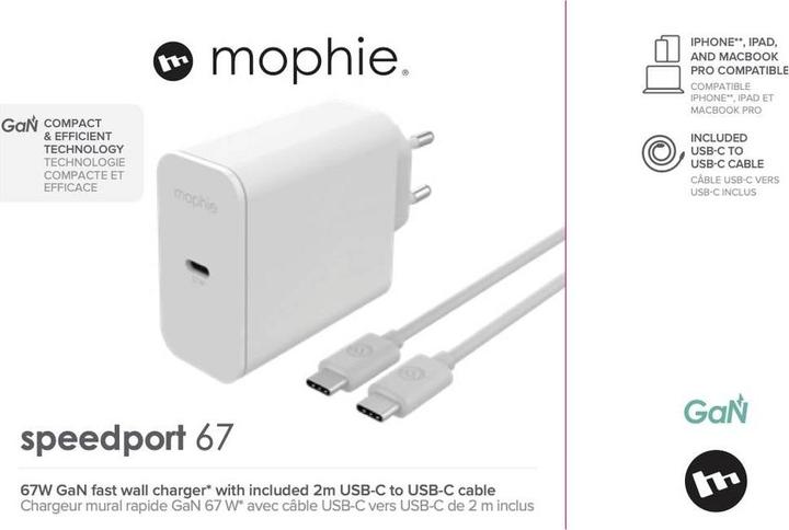 Actual product image Zagg mophie Netzteil GaN 67W 1x USB-C weiss (67 W, 1 portion)