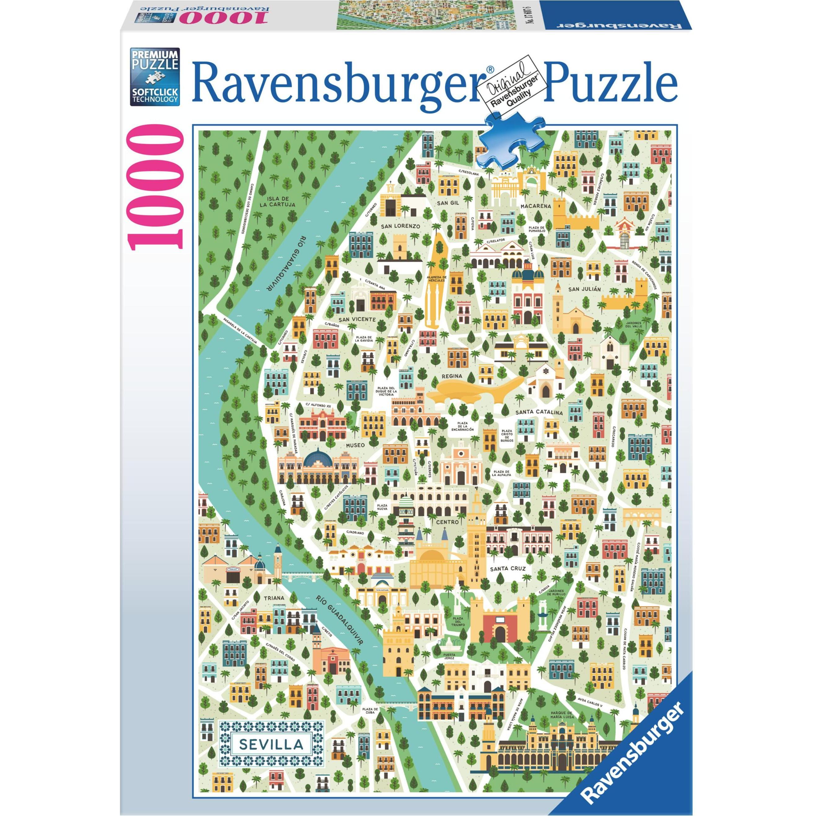 Ravensburger Puzzle 1000 pz - Illustrati - Mappa di Siviglia (1000 Teile)