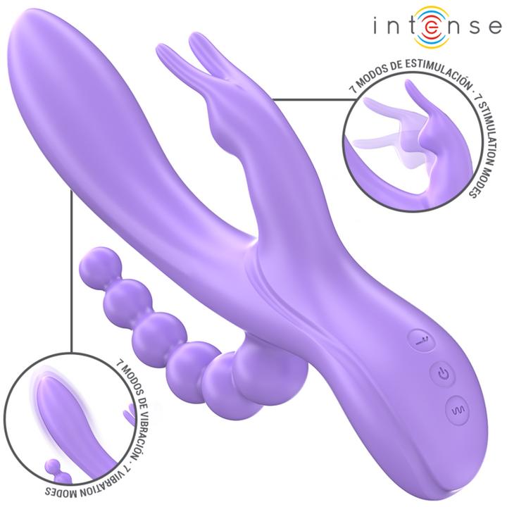 Actual product image Intense Miko Triple Vibrator Rabbit & Stimulator & Anal 7 Vibrations Purple