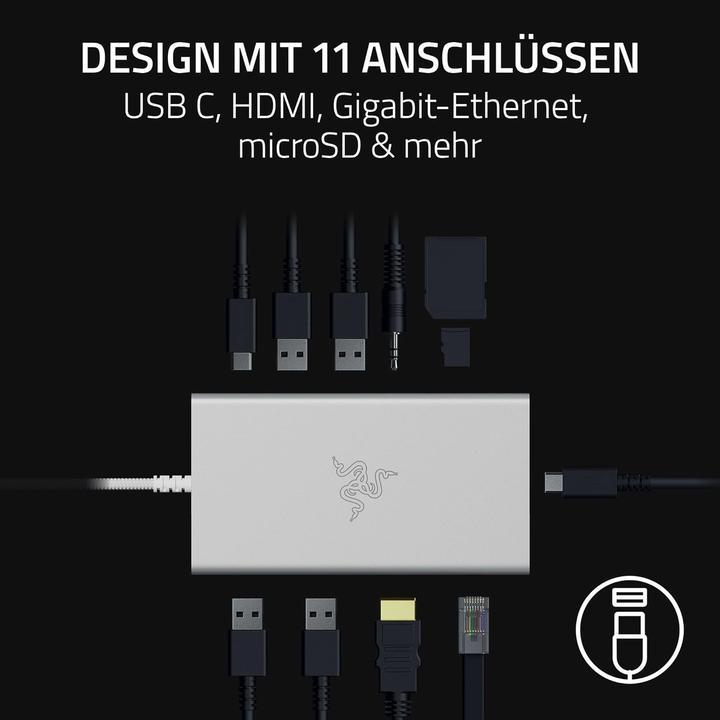 Actual product image Razer USB-C Dock - Mercury Edition (USB-C, 11 ports)