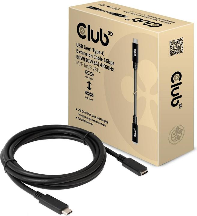 Produktbild Club 3D USB C — USB C (1 m, USB 3.0, 60 W)