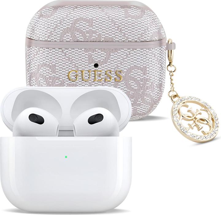 Actual product image Guess Cover for Airpods 3 4G Script with glittering charm with rhinestone embellishment (Headphone sleeve)
