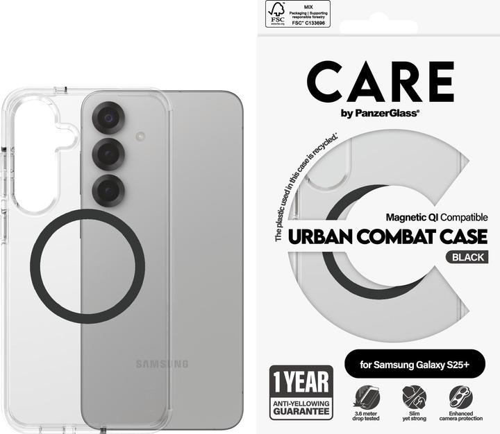 Produktbild PanzerGlass CARE by ® Flagship Case Transparent Urban Combat m. Schwarz Qi Compatible Samsung Galaxy (Samsung Galaxy S25+)