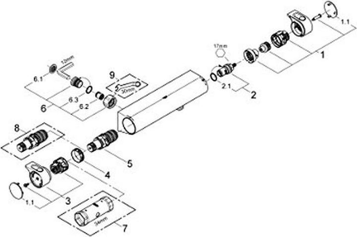 Productafbeelding Grohe Grohtherm 2000 Nieuwe Thermostatische Douchekraan - 15cm - zonder koppelingen - chroom - 34170001