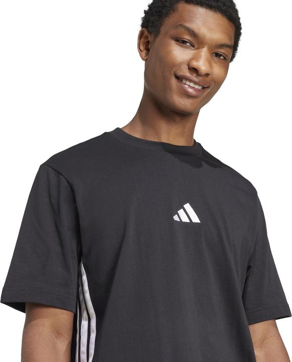 Actual product image adidas Men's Essential Three Stripes Single Jersey Tee, Black/White, M (M)