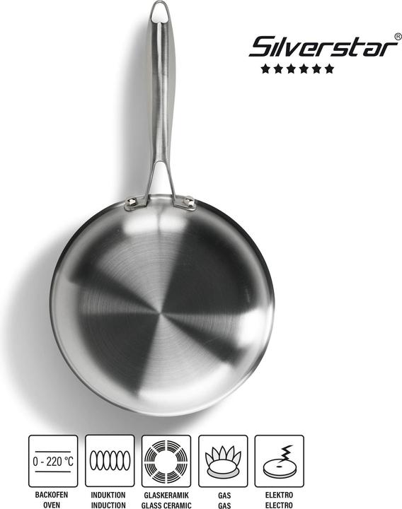 Produktbild Silverstar Edelstahlpfanne 20 cm mit Antihaftbeschichtung für Induktion und Backofen (Bratpfanne, Edelstahl)