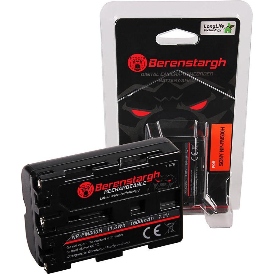 Berenstargh Batteria f. Sony NP-FM500H (Batteria della fotocamera), Alimentatore fotocamera, Nero