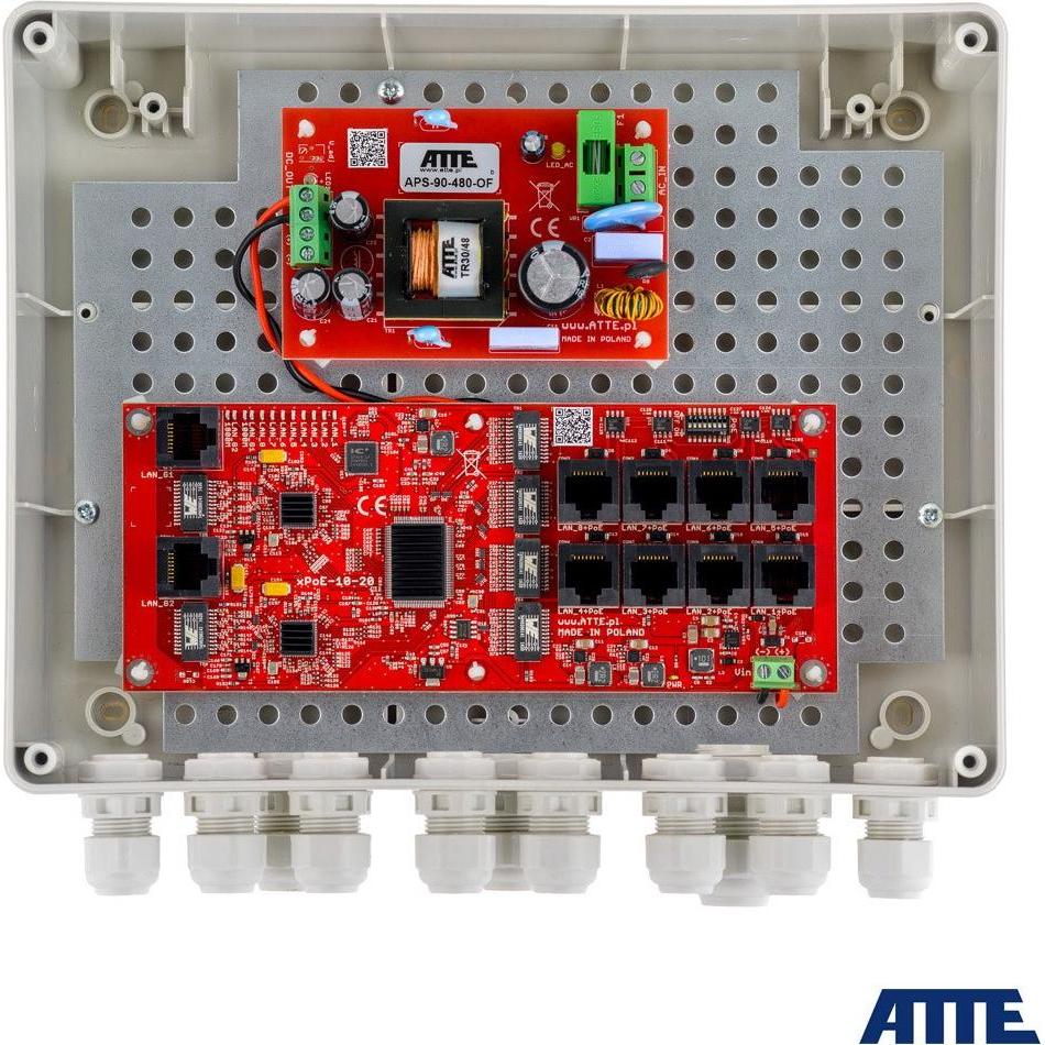 Atte 8-PORT-POE-OUTDOOR-SWITCH FÜR 8 IP-KAMERAS IP-8-20-L2, Netzwerk Switch