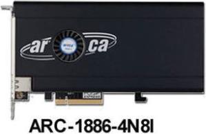 Produktbild Areca Raid Controller ARC-1886-4N8I 4x M.2 und 8-Port Tri Mode 1x SFF 8654 PCIe 4.0 x8 FH