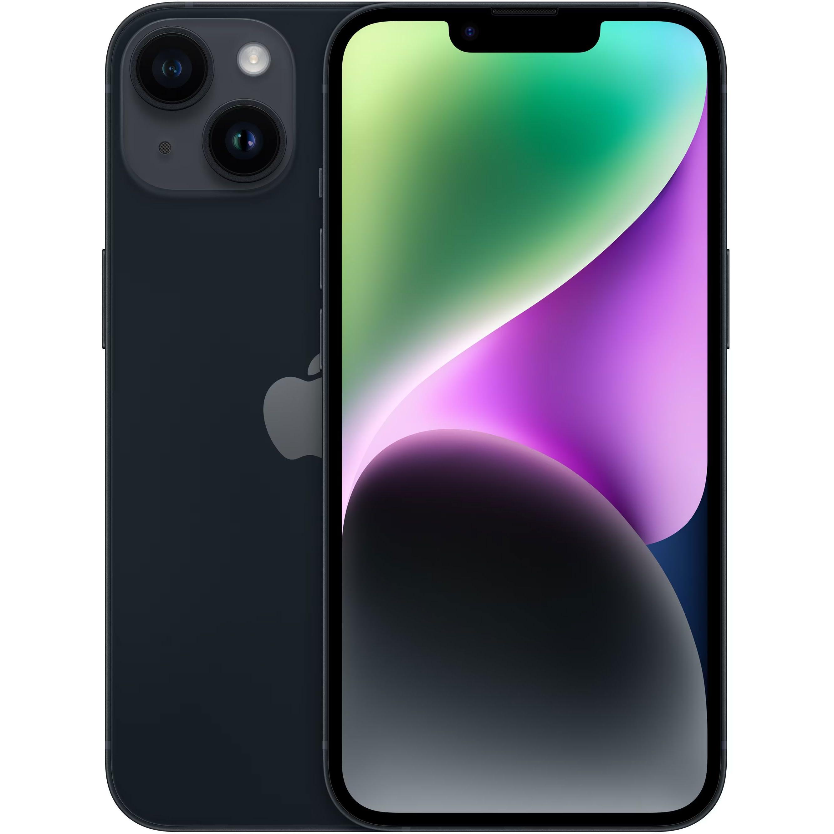 Apple iPhone 14 (256 GB, Midnight, 6.10", SIM + eSIM, 12 Mpx, 5G), Smartphone, Grau