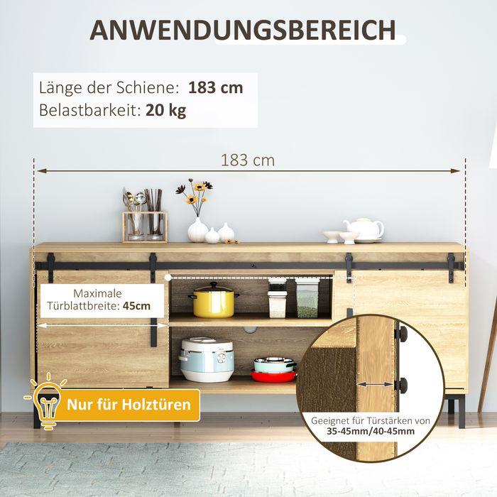 Immagine prodotto Swisshandel24 Sistema di porte scorrevoli Binario di scorrimento Ferramenta per porte doppie in legno Accessori