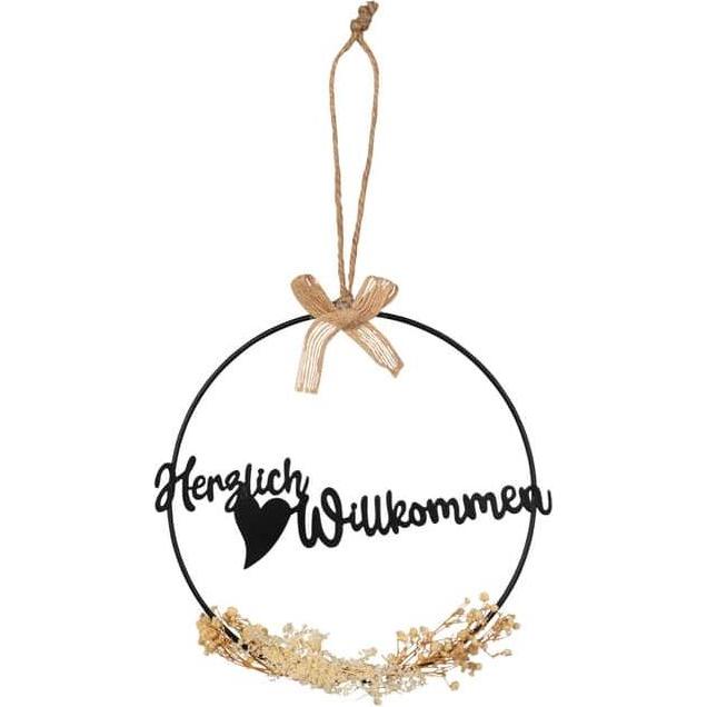Thumbnail - MICA Living, Deko Objekt, Dekohänger - Herzlich Willkommen - Kreis mit Trockenblumen - ø ca. 21 cm