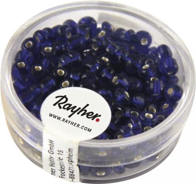Actual product image Rayher Seed beads, 4 mm ø, with silver feeder, dark blue