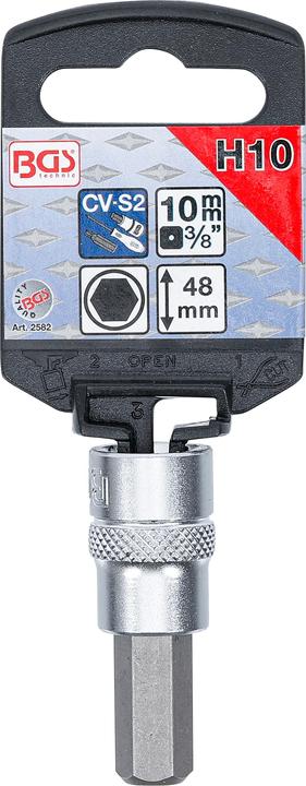 Actual product image BGS Bit Socket 10 mm (3/8") Drive internal Hexagon 10 mm (Hexagon socket with locking pin (TR))