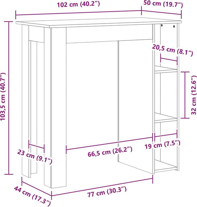 Actual product image vidaXL Bartisch (102 x 50 x 103.5 cm)