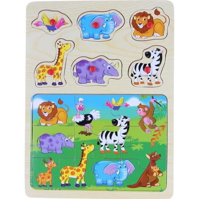 Besttoy 2faches Puzzle aus Holz - Wildtiere (9 Teile)